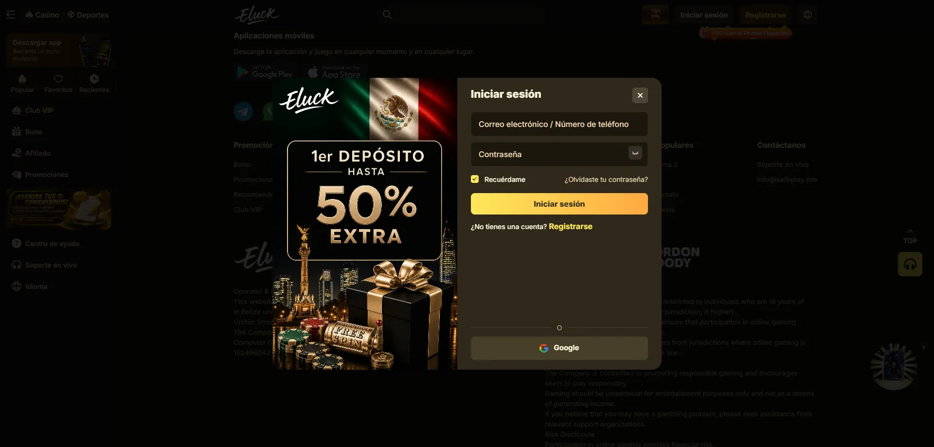 Solución de problemas al iniciar sesión en Eluck Casino
