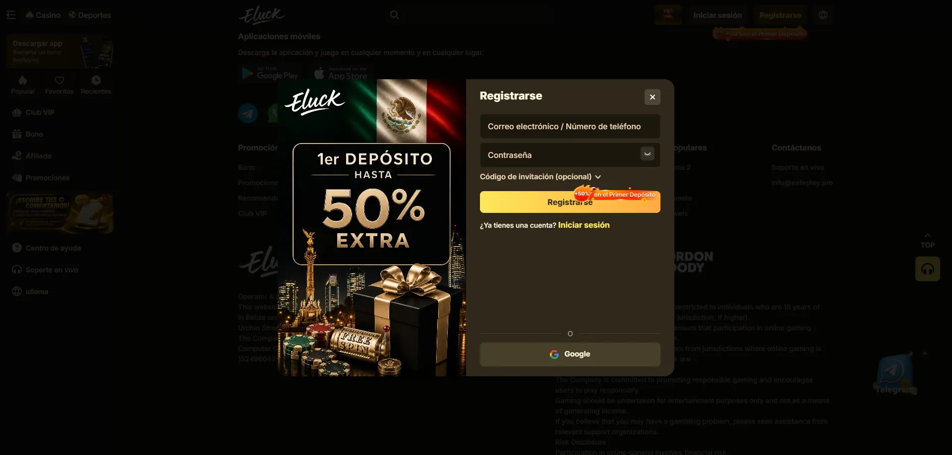 Registro en Eluck Casino MX — crea tu cuenta en minutos